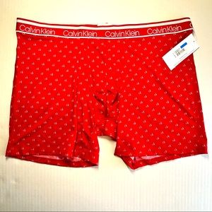 Calvin Klein Boxer Brief in Bright Red with CK Logo Pattern in XL (NWT)